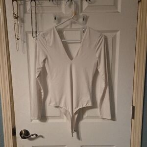 GB girls White V-Neck Long Sleeve Bodysuit